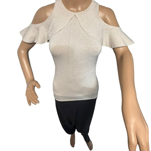 Lilly Pulitzer Ivory Rayon Blend Cold Shoulder Tank Top/Cami Sweater Size: XXS - Picture 6 of 10